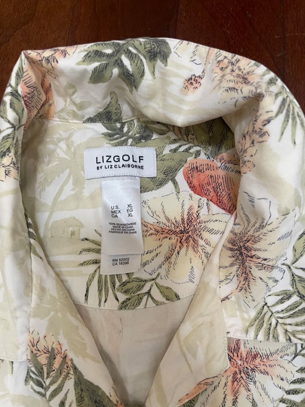 Liz Golf by Liz Claiborne 100% Silk Tropical Sleeveless Blouse XL - Picture 4 of 5